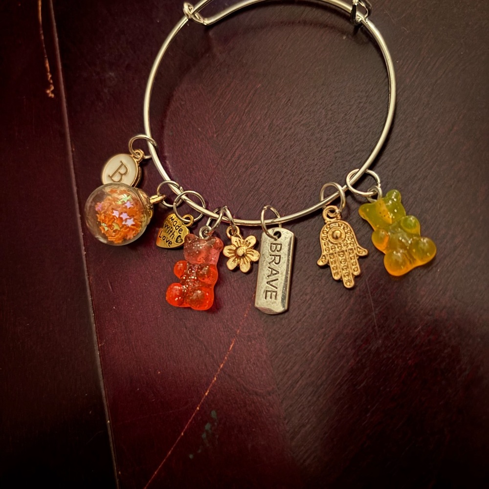 Charm Bracelet with Red and Yellow Accents